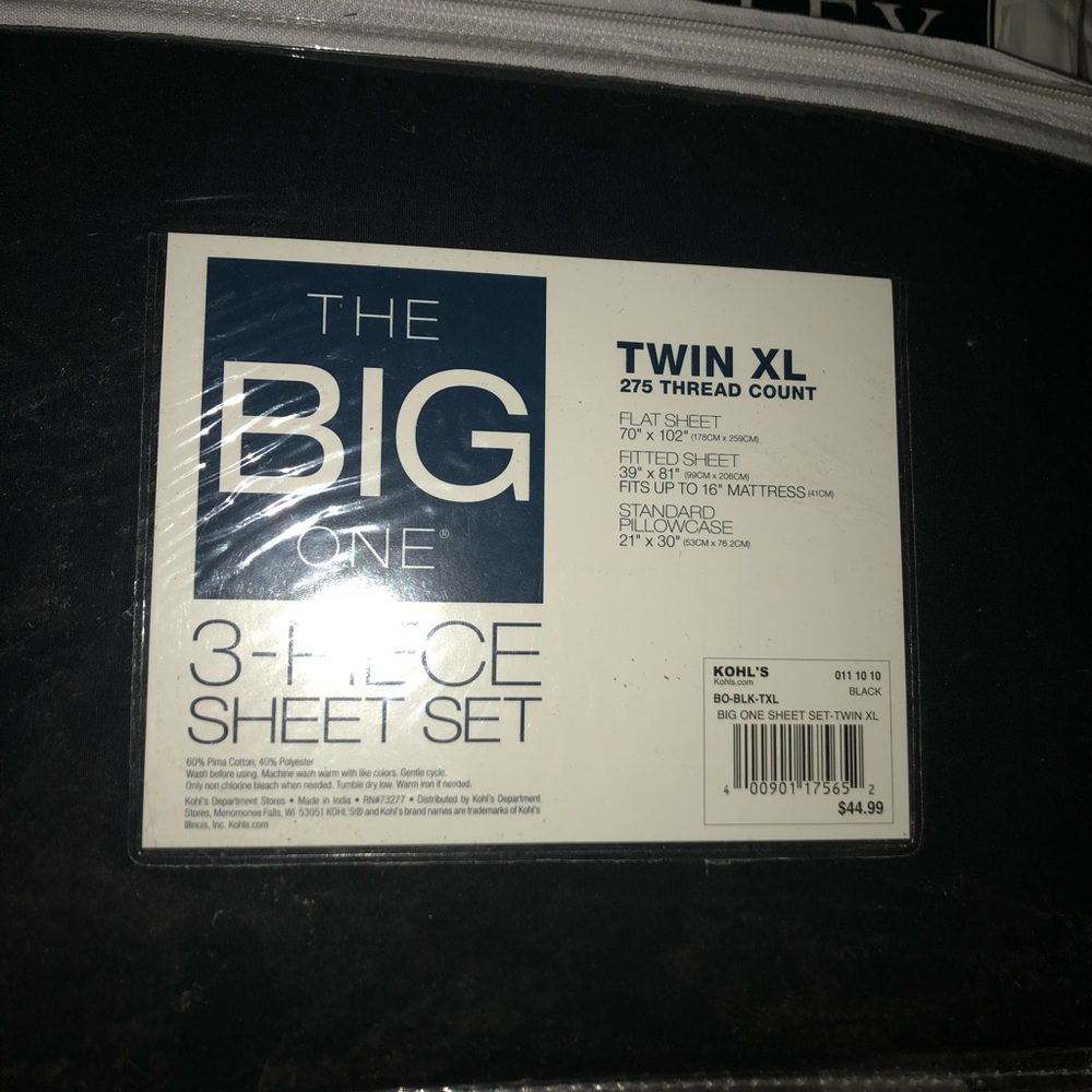 Twin XLong 3-piece Black sheet set